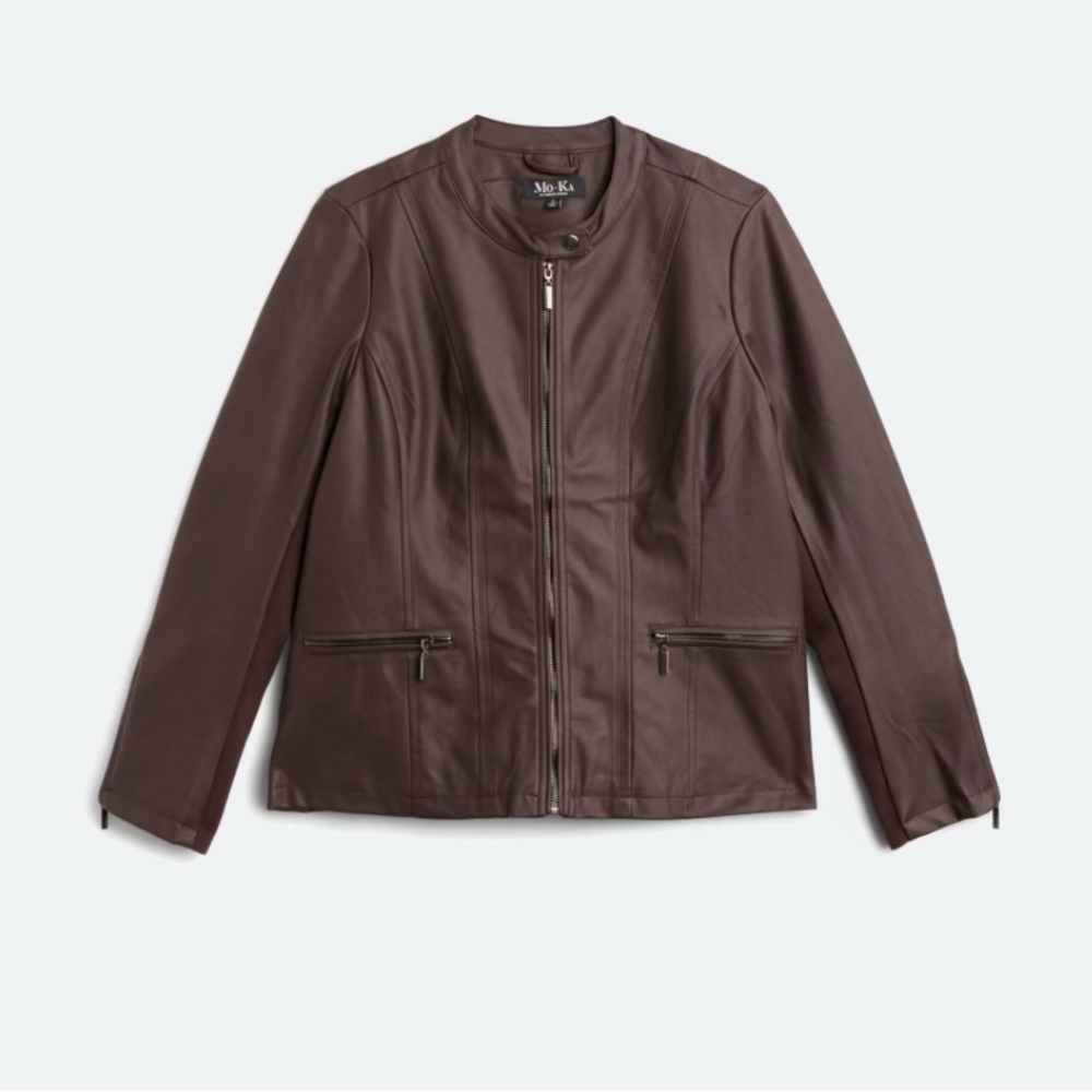 MO-KA Ebele Faux Leather Jacket in deep purple